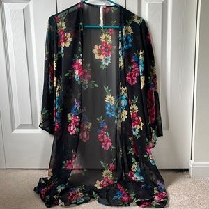 Black floral cardigan